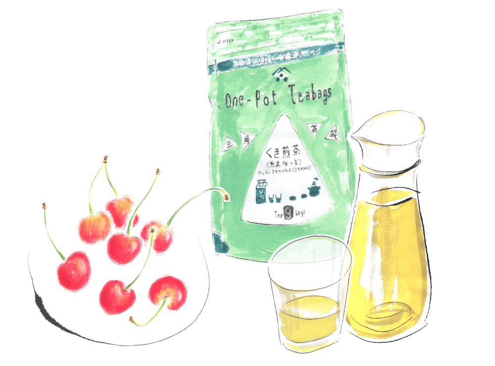 Cherries with Kuki Sencha