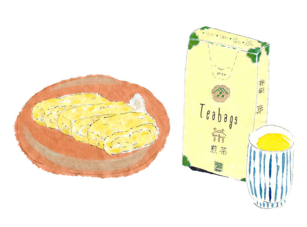 <em>Dashimaki tamago</em> with One-Cup Teabag Sencha