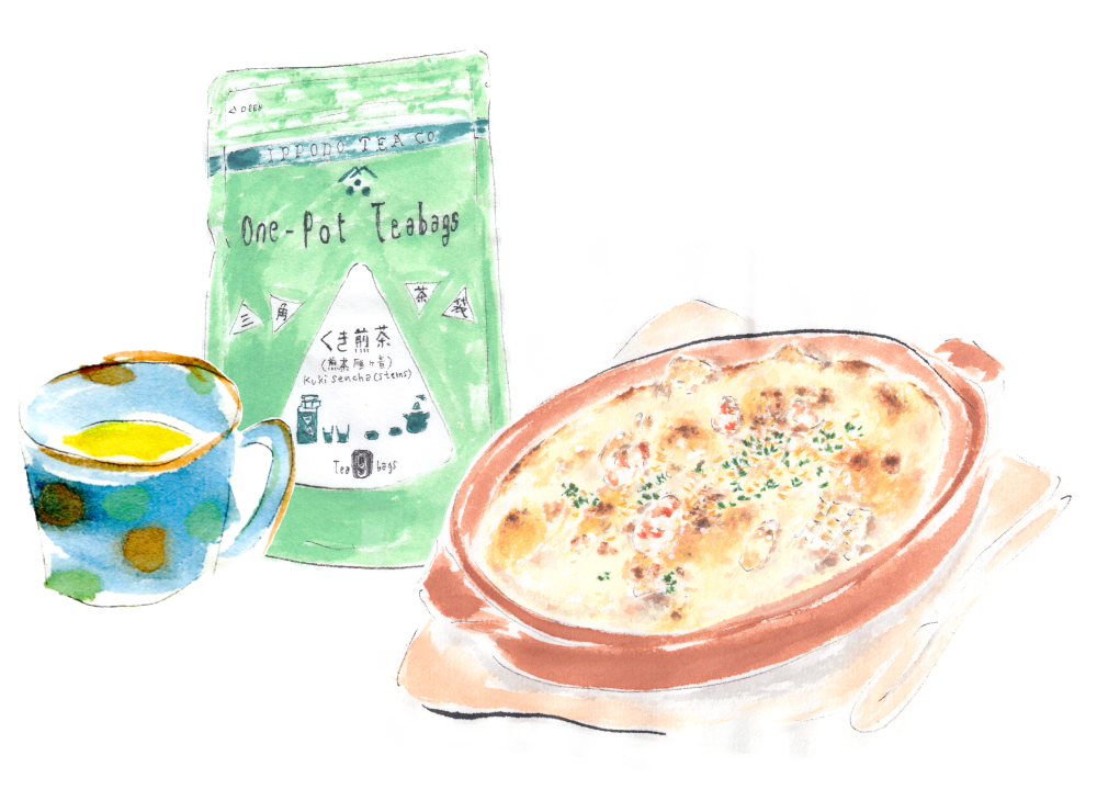 Gratin with One-Pot Teabag Kuki Sencha