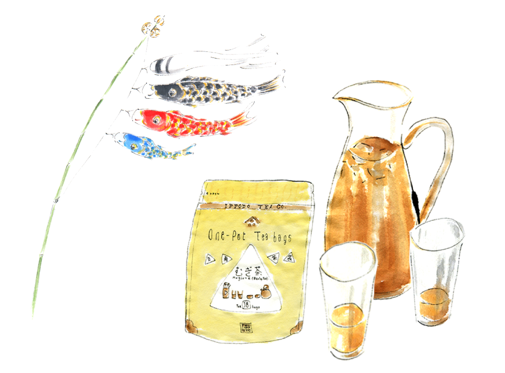Ice-cold Mugicha for Koinobori